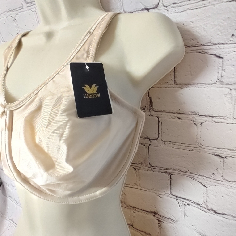 Wacoal Basic Beauty Satin Unlined Underwire Beige Bra 38DDD NWT - Picture 7 of 14